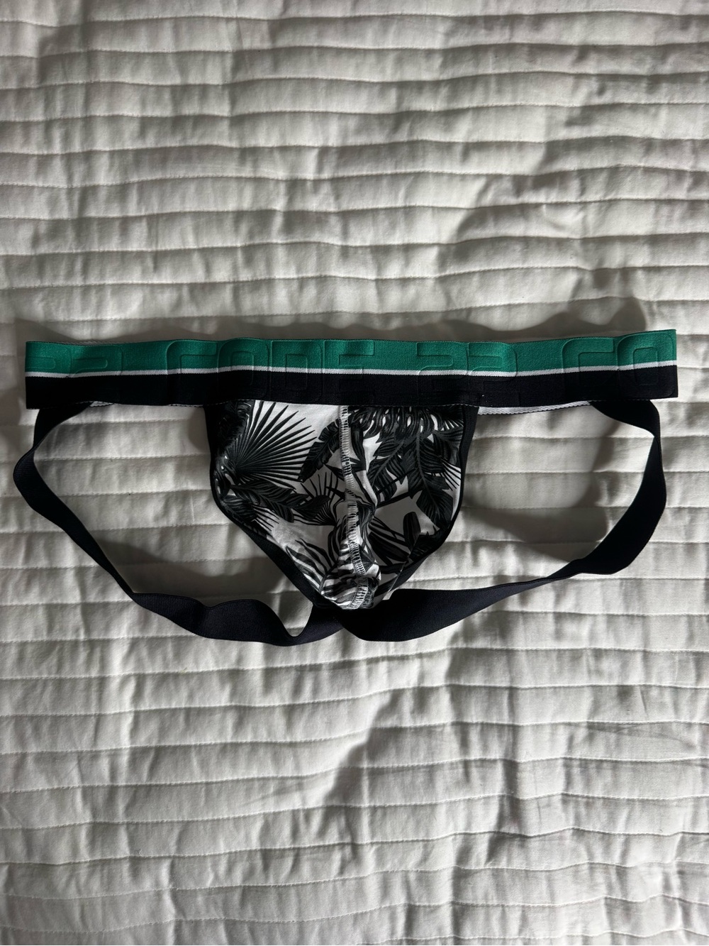 CODE 22 Men's Tropical-Print Jockstrap with Green Waistband